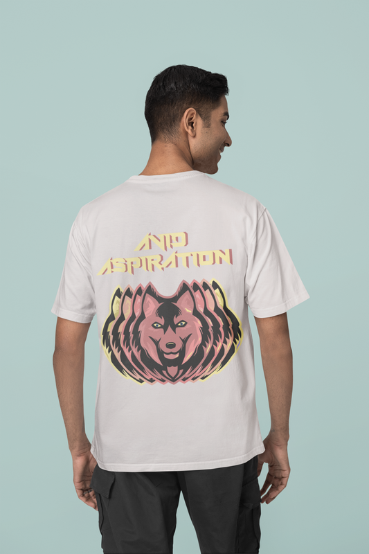 Back view of the off-white Avid Aspiration organic cotton t-shirt with a pastel graphic design, from Simply Pastels, a UK-based premium ethical clothing brand.