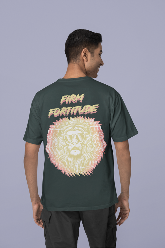 Back view of the black Firm Fortitude organic cotton t-shirt with a pastel graphic design, from Simply Pastels, a UK-based premium ethical clothing brand.